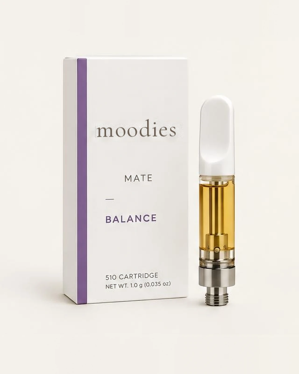 Moodies balance zkittles in its Moodies packaging