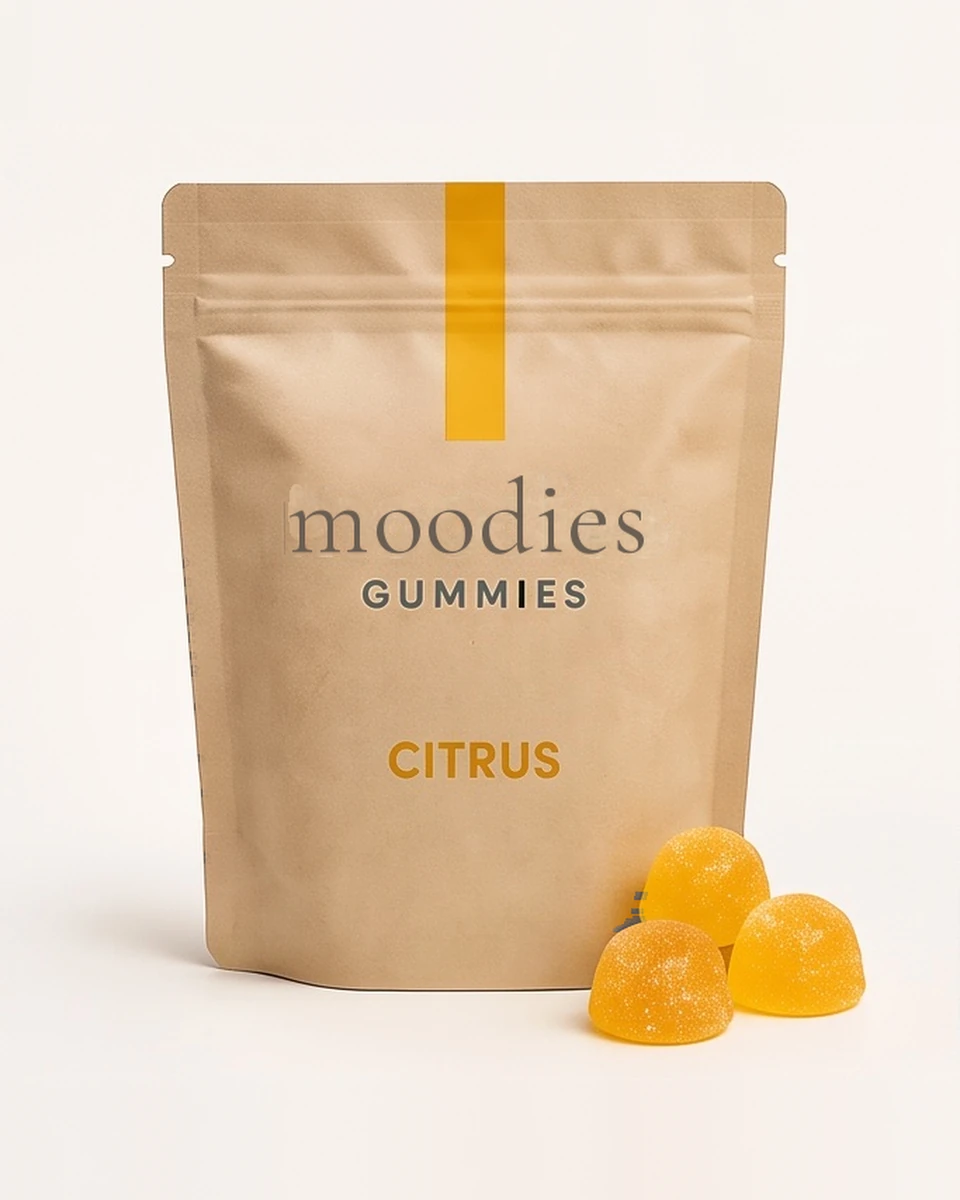 Moodies uplifted citrus gummies in its Moodies packaging